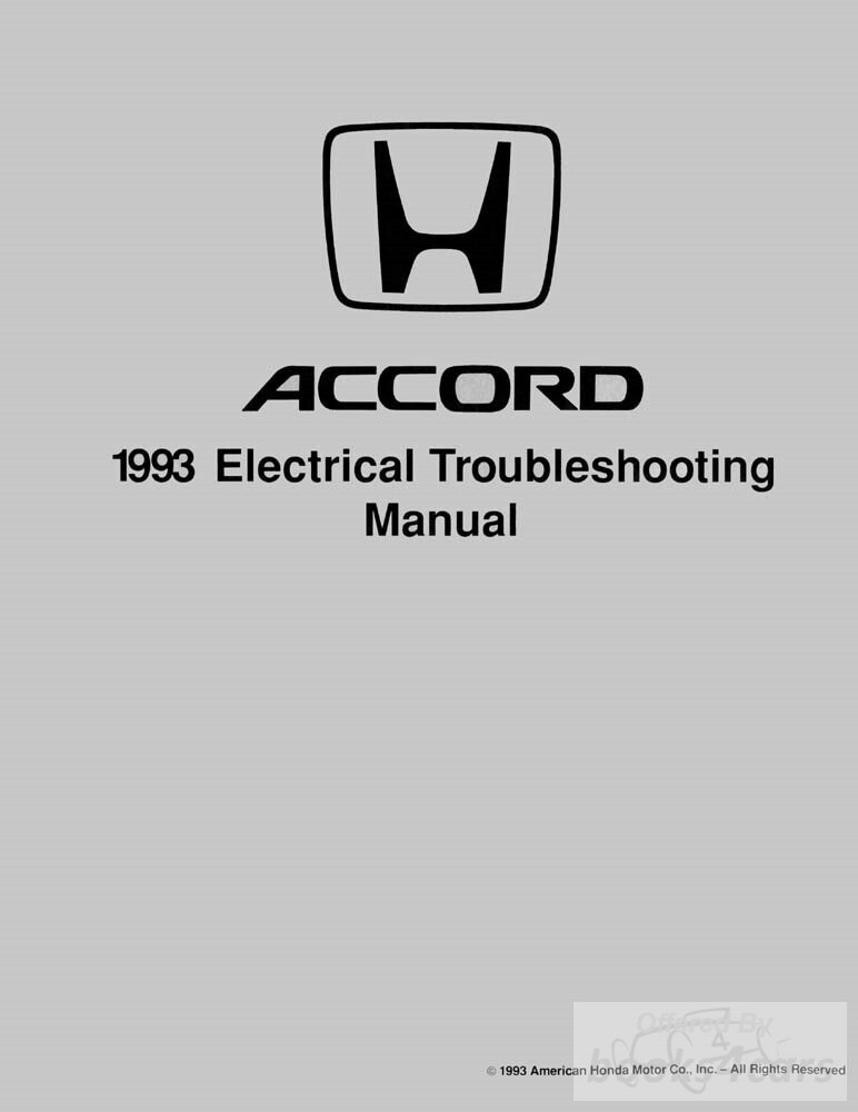 view cover of 1993 Electrical troubleshooting manual by Honda for Accord