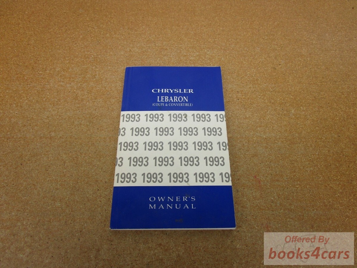 view cover of 1993 Chrysler Lebaron Coupe Convertible Owners Manual