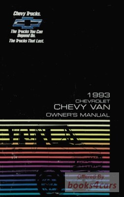 view cover of 1993 G Van Owners Manual by Chevrolet & GMC Truck. Covers all full-size vans including Rally and Vandura.