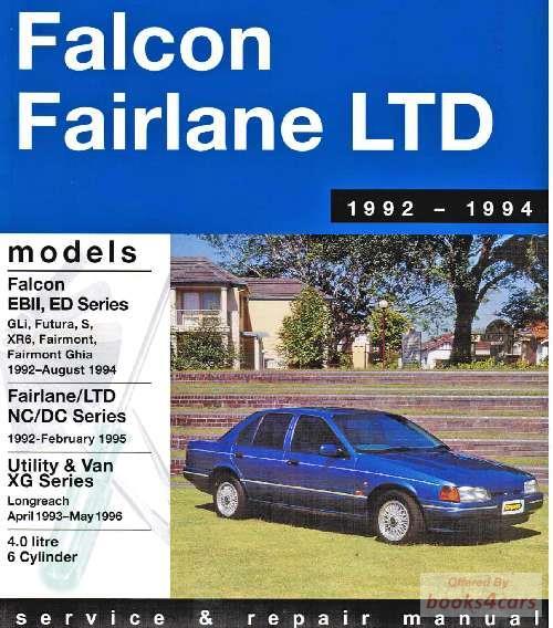 view cover of 1992-1994 Falcon Fairlane Service Manual by Gregorys