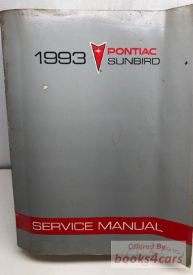 view cover of 1993 Sunbird service shop repair manual by Pontiac