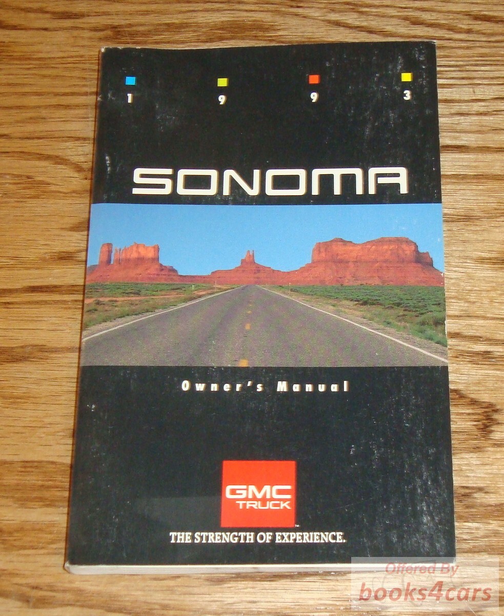 view cover of 1993 Sonoma Owners manual by GMC