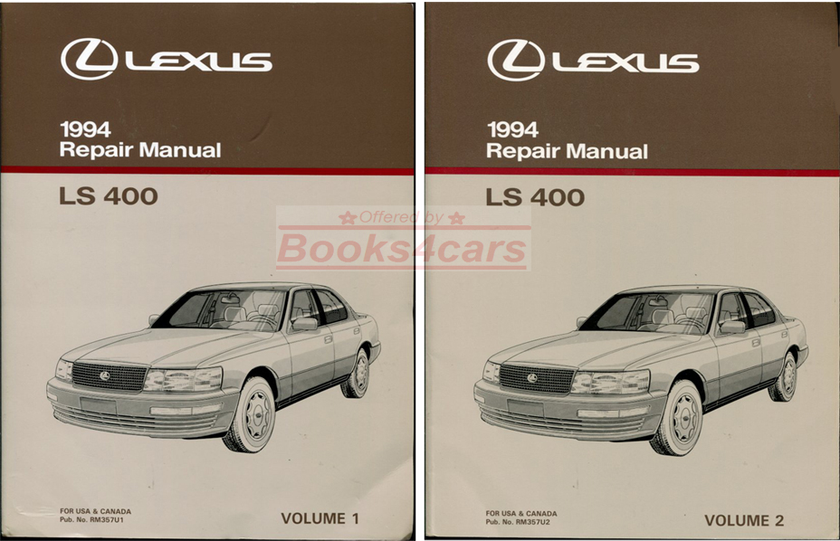 view cover of 1994 LS400 Shop Service Repair Manual 2-vol set by Lexus for LS 400 V1= maint engine ignition starting charging auto trans drive shaft axle suspension brakes, V2= steering restraints body & body electrical air conditioning