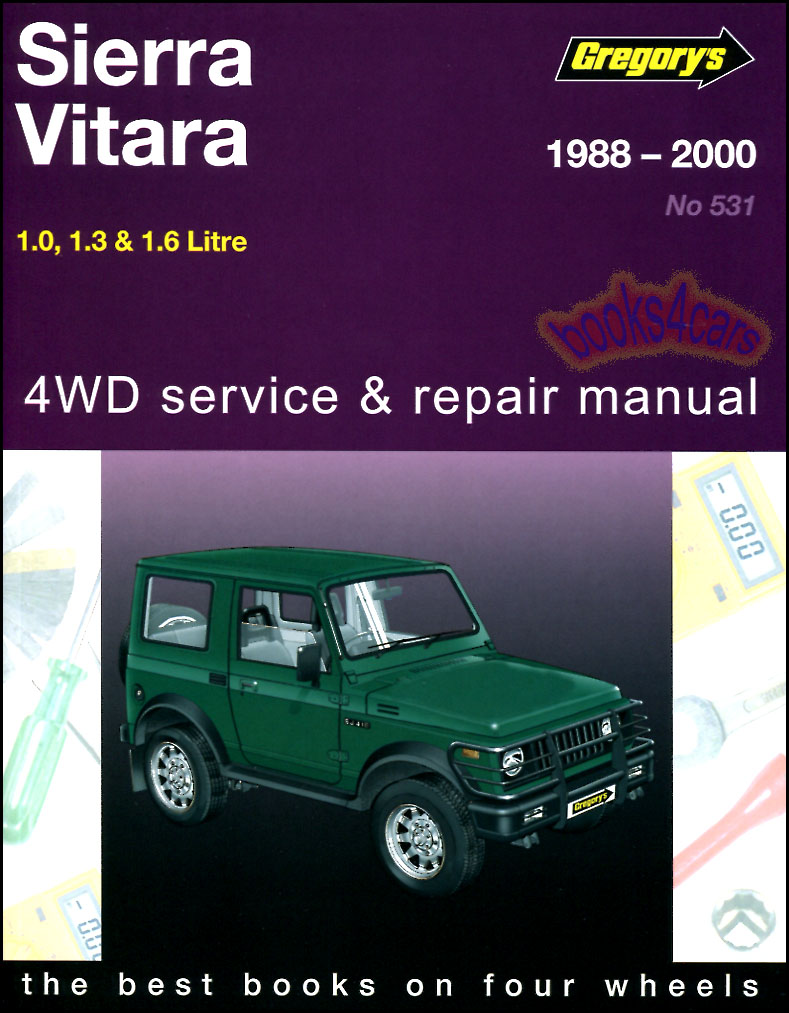 view cover of 1988-2000 SJ410 SJ413 Samurai Vitara & Sierra Shop Service Repair Manual by Gregory's for all small Suzuki 4x4 1.0 1.3 & 1.6 liter 4 cyl gas petrol
