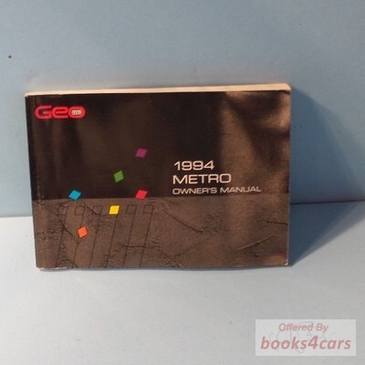 view cover of 1994 Metro Owners Manual by Geo