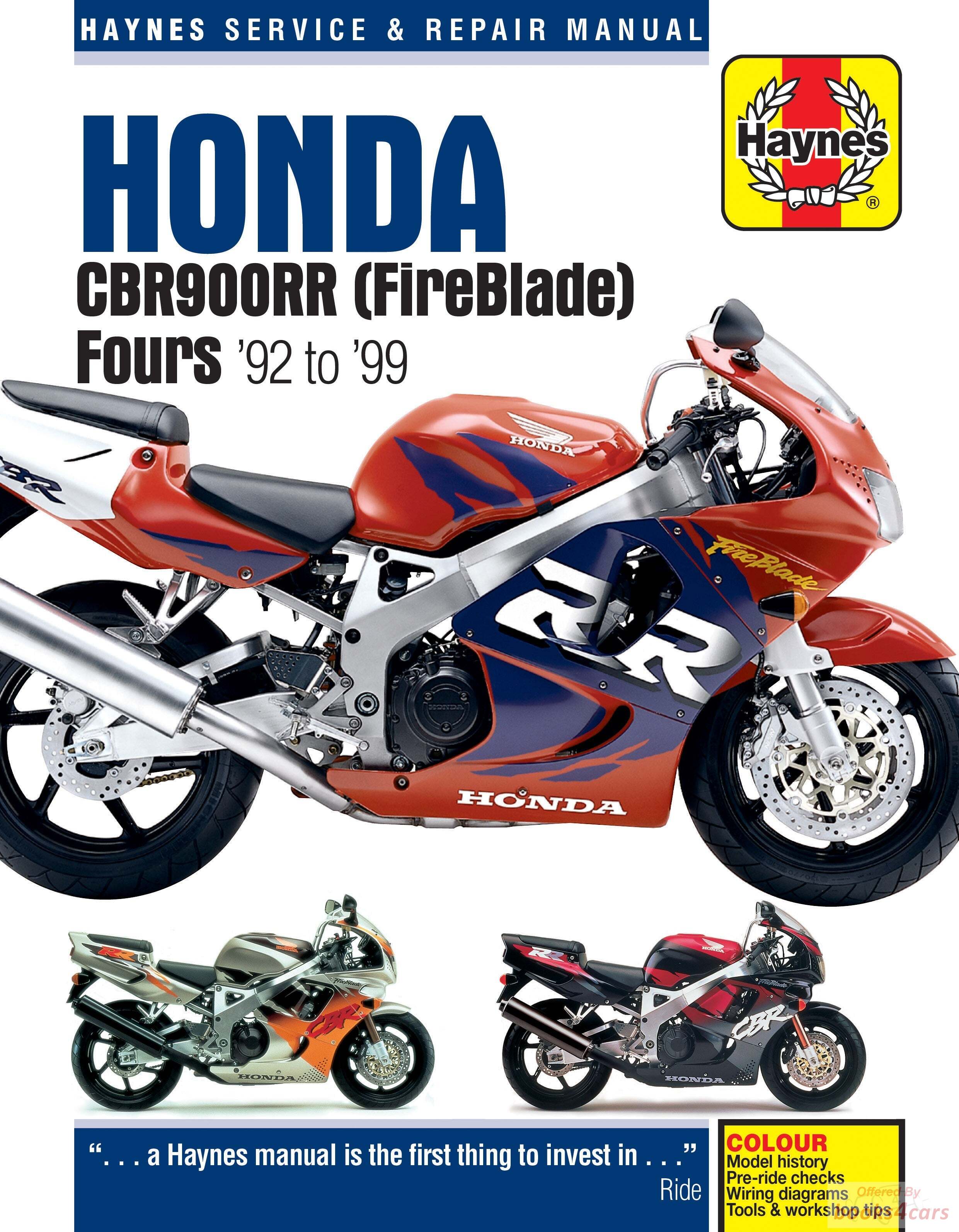view cover of 1993-1995 Honda CBR900RR Fireblade shop service Repair Manual CBR 900 RR by Haynes