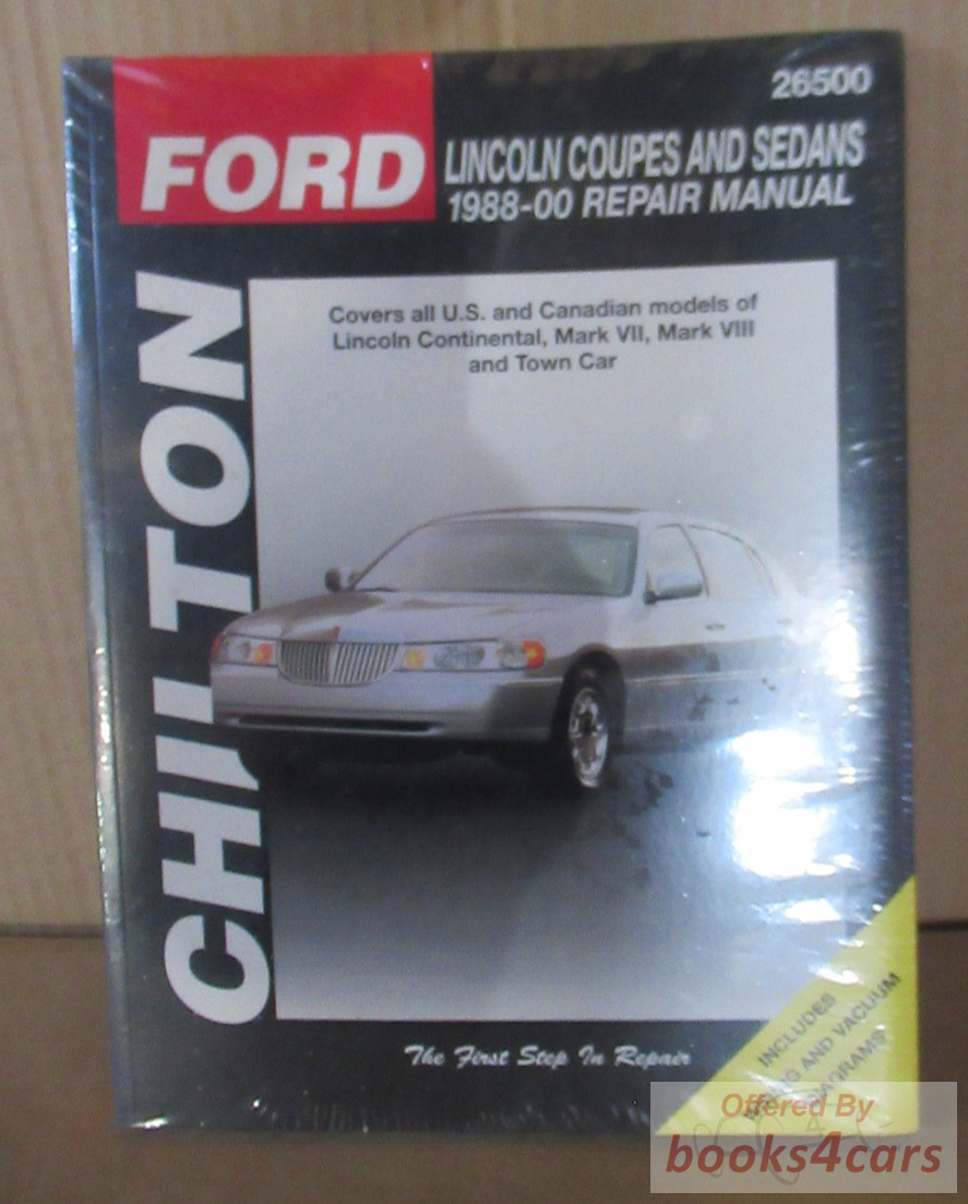 view cover of 1988-2000 Shop service repair Manual for Lincoln by Chilton for Continental Mk VII MK VIII & Town Car 368 pages