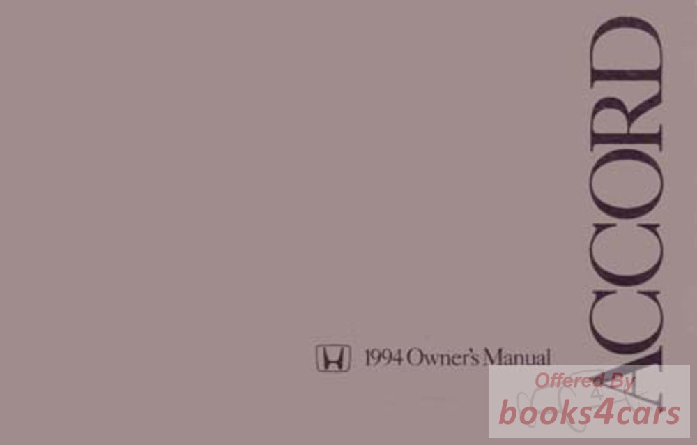 view cover of 1994 4 door Owners Manual by Honda Accord: 238 Pages for 4 door Accord sedan