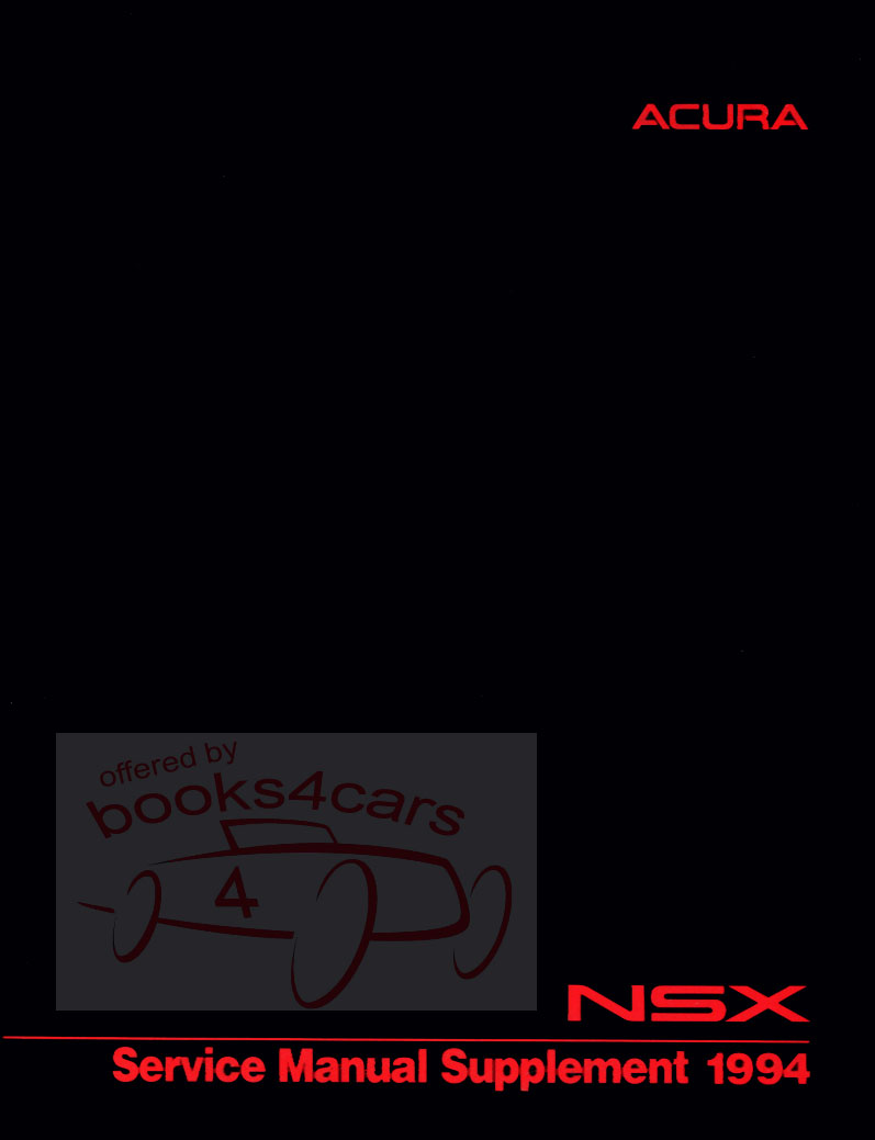 view cover of 1994 NSX Shop Service Repair Manual Supplement by Acura