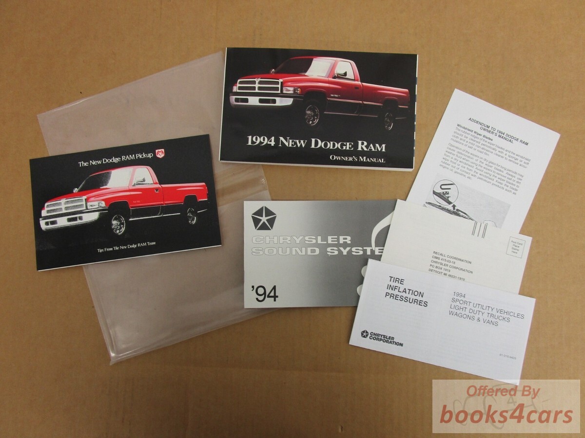 view cover of 1994 Ram Pickup Truck Owners Manual by Dodge