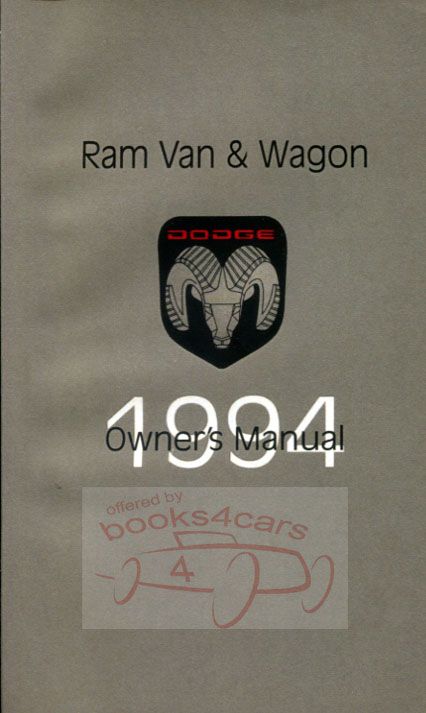 view cover of 1994 Ram Van & Wagon owners manual by Dodge