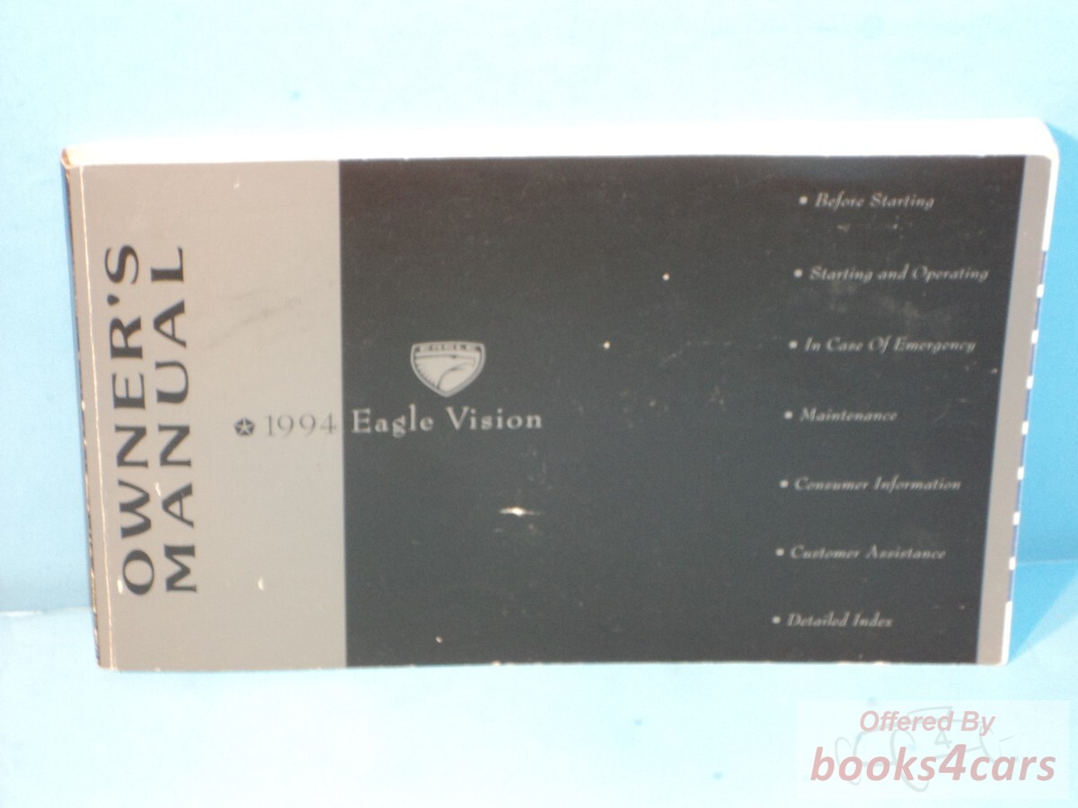 view cover of 1994 Vision Owners Manual by Eagle