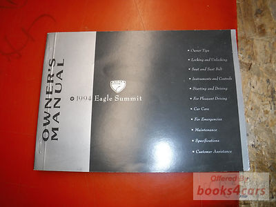view cover of 1994 Summit owners manual by Eagle