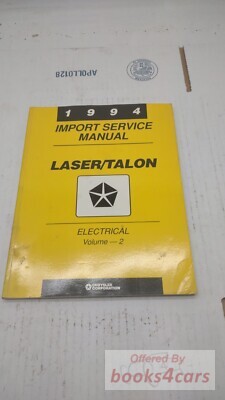 view cover of 1994 Laser Talon Electrical Workshop Manual by chrysler