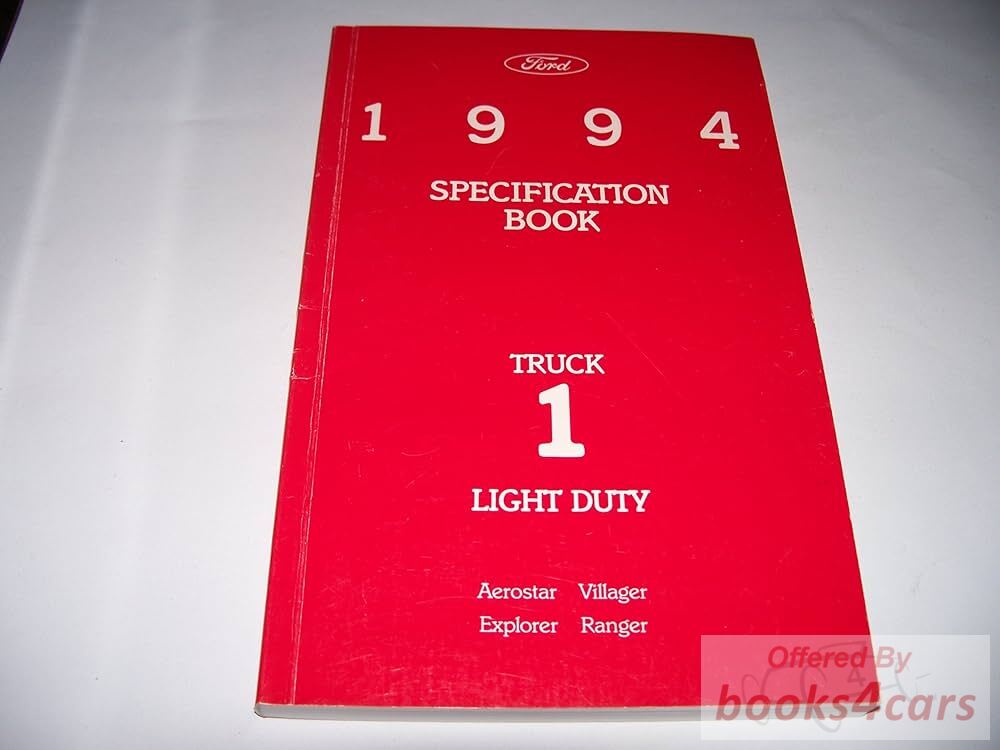 view cover of 1994 Light Truck 1 Specification Book for Aerostar Villager Explorer & Ranger by Ford