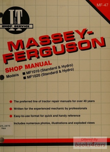 view cover of Models MF1010, MF1020 Tractor Shop Service Repair Manual, 104 pages by I&T for Massey Ferguson published in 1994 for MF 1010, MF 1020