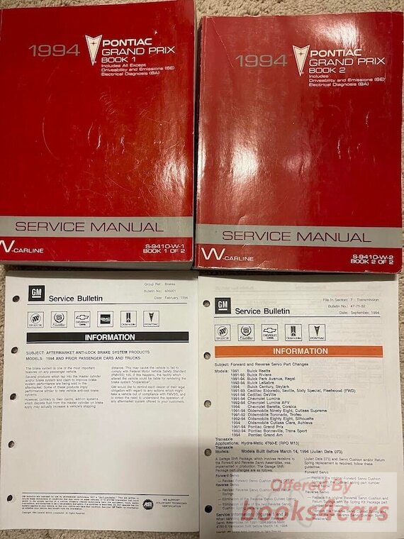 view cover of 1994 Grand Prix 2-vol. Service shop repair Manual set by Pontiac