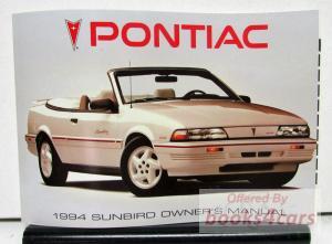 view cover of 1994 Pontiac Sunbird Owners Manual by Pontiac