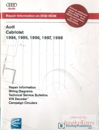 view cover of 1994-1998 Audi Cabriolet shop service repair manual on CD Rom