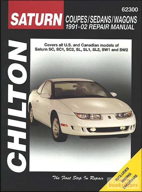 view cover of 1991-2002 Large format Chiltons repair manual for Saturn SC, SC1, SC2, SL, SL1, SL2, SW1, & SW2.