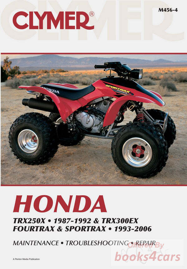 view cover of Honda ATV TRX250X 1987-1992 TRX 300EX Fourtrax Sportrax 1993- 2006 shop service repair manual by Clymer.