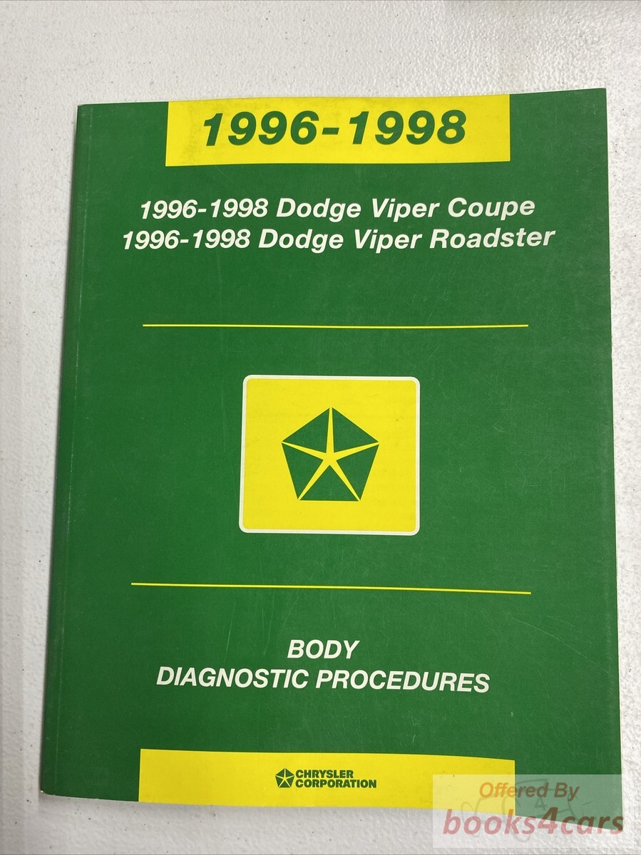 view cover of 1996-1998 Viper Roadster & Coupe Body Diagnostic Procedures Shop Service Repair Manual by Dodge & Chrysler.