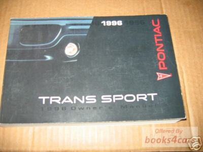 view cover of 1996 Trans Sport Owners Manual by Pontiac