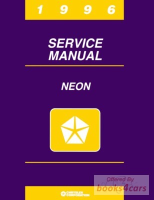 view cover of 1996 Neon Shop Service Repair Manual by Dodge Plymouth & Chrysler