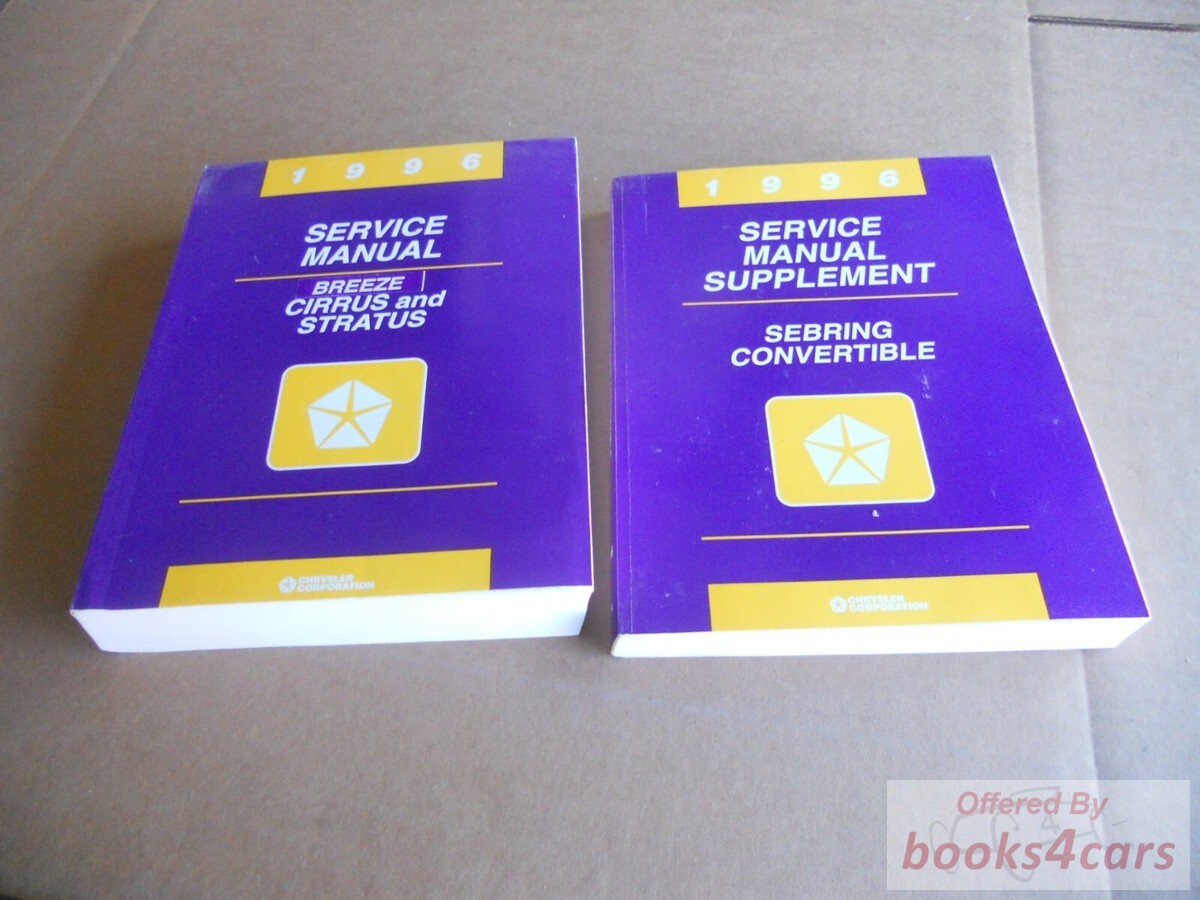 view cover of 1996 Sebring Convertible Supplement Service Manual for Chrysler supplement to Cirrus, Stratus, Breeze manual