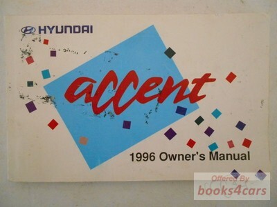 view cover of 1996 Accent Owners Manual by Hyundai