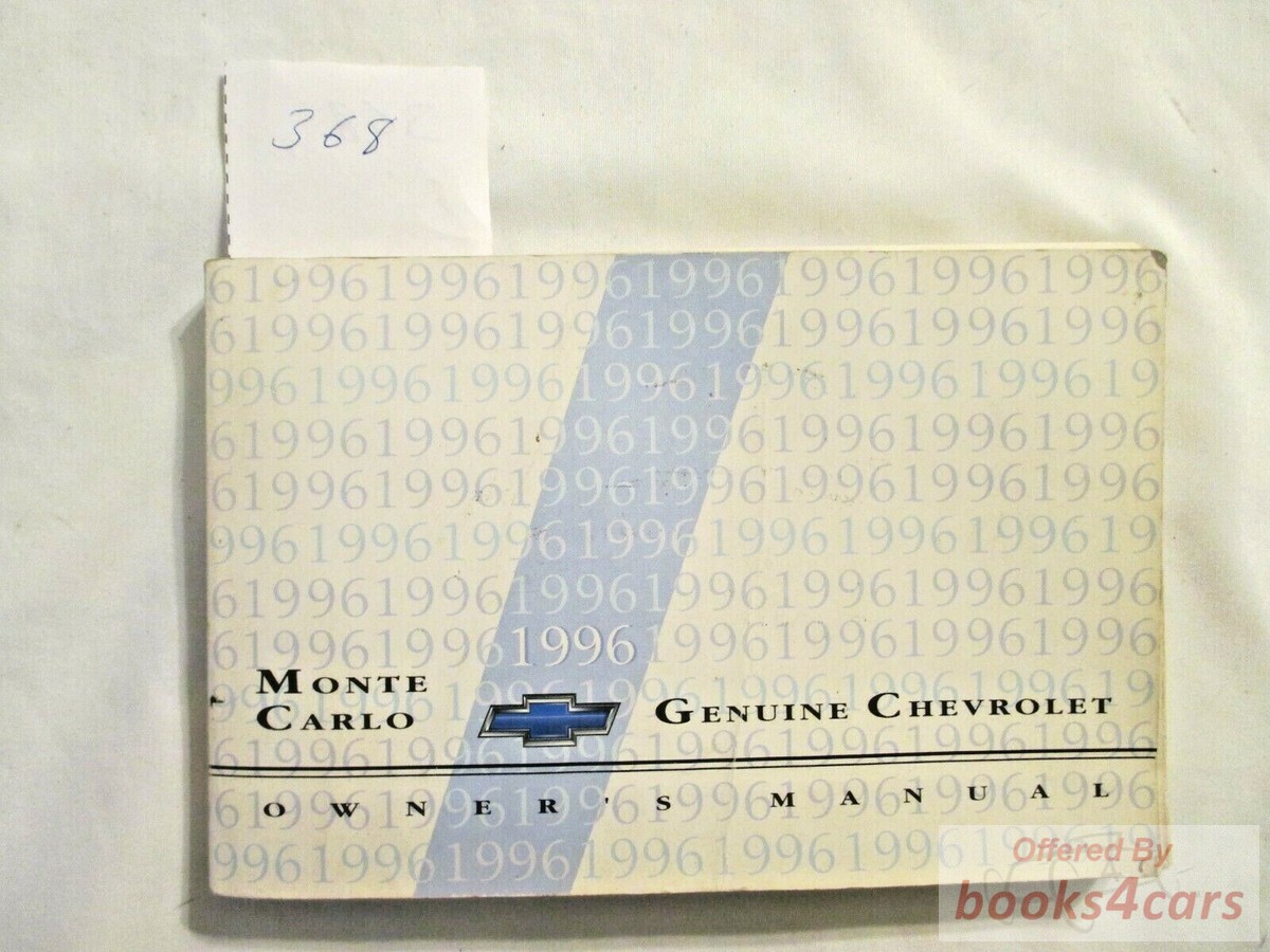 view cover of 1996 Monte Carlo Owners Manual by Chevrolet for MonteCarlo