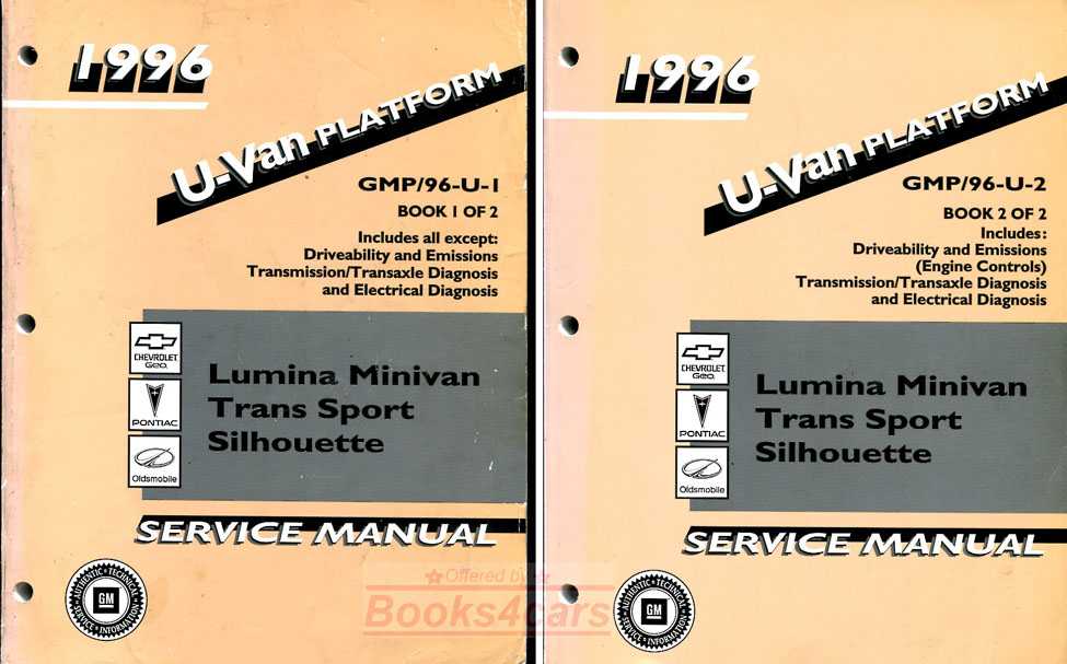 view cover of 1996 Minivan Shop Service Repair Manual by GM Chevrolet Lumina APV Pontiac Transsport Oldsmobile Silhouette 2-volume set (U) by General Motors Trans sport 3.4 V6