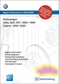 view cover of 1993-1999 VW Volkswagen Golf Jetta, 95-2002 Cabrio Complete official service manual on DVD-Rom with search capability including Diesel by Bentley Publishers