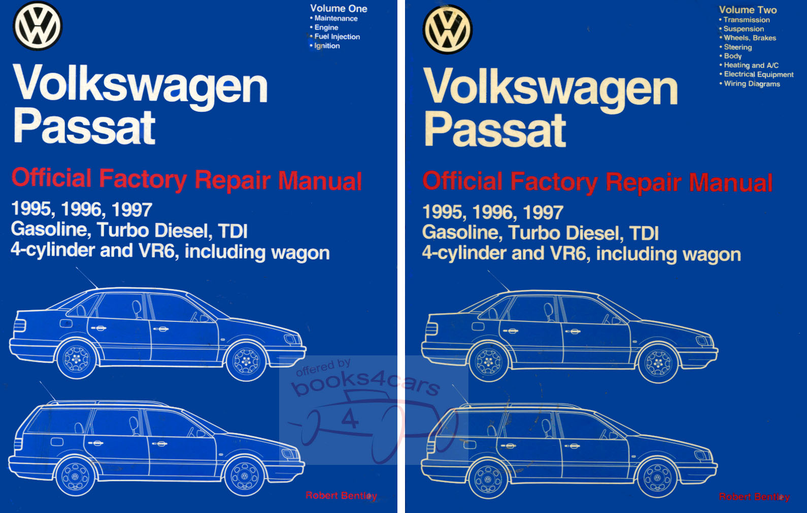 view cover of 1995-1997 Volkswagen Passat factory Shop Service Manual, incl gas, diesel 4 cyl, 6 cyl. 2,332 pg 2-Vol. set. by Robert Bentley