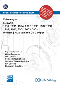 view cover of 1992-2003 Volkswagen Eurovan complete official Shop Service Repair Manual on DVD-Rom with search capability includes Multivan & CV VW Camper