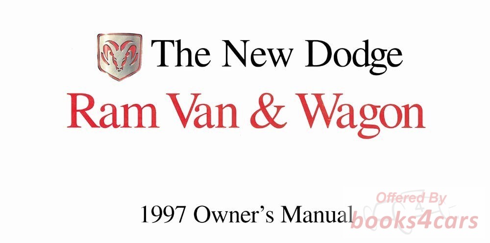 view cover of 1997 Ram Van and Wagon Owners manual by Dodge