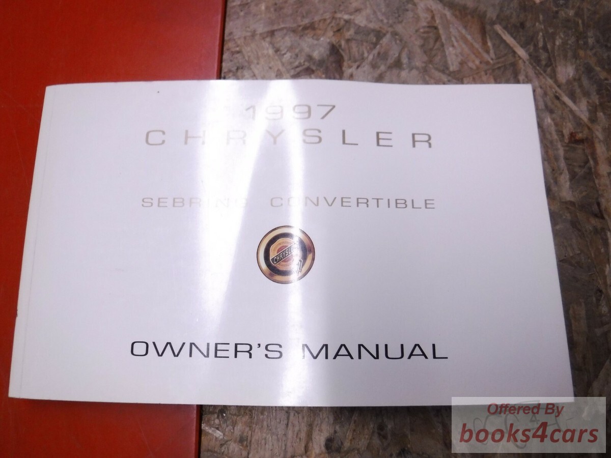 view cover of 1997 Sebring Convertible Owners manual by Chrysler