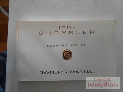 view cover of 1997 Sebring Coupe Owners manual by Chrysler