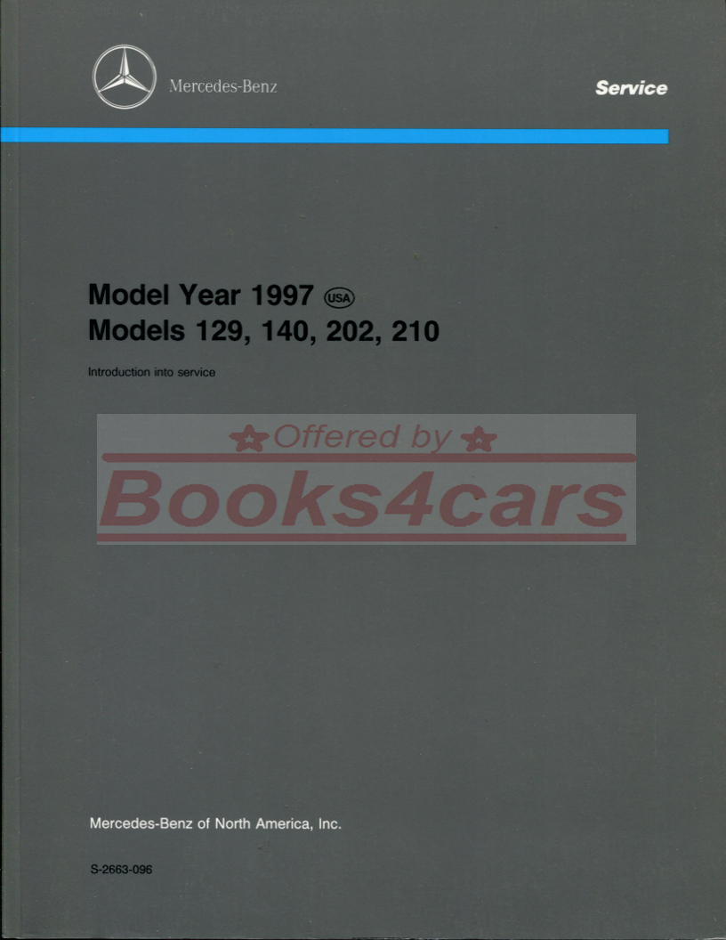 view cover of 1997 Technical introduction into service manual by Mercedes cars models 129 140 202 210 58 pages