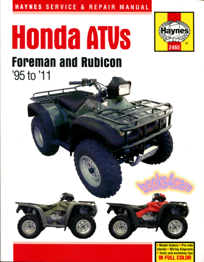 view cover of 1995-2011 Honda Foreman Rubicon 400 450 ATV Shop Service Repair Manual by Haynes 256 pages