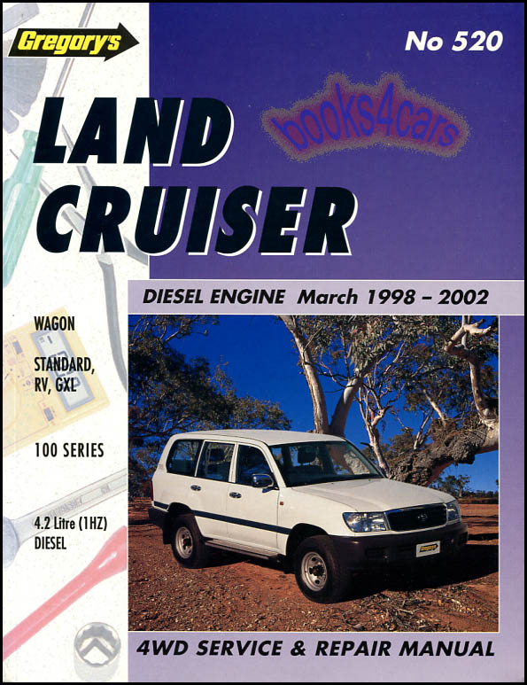 view cover of 1998-2002 Toyota Land Cruiser shop Service repair Manual for Diesel LandCruiser 4.2L IHZ wagons standard RV GXL 100 series by Gregorys