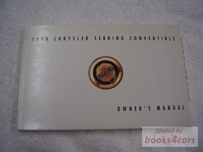 view cover of 1998 Sebring Convertible Owners manual by Chrysler