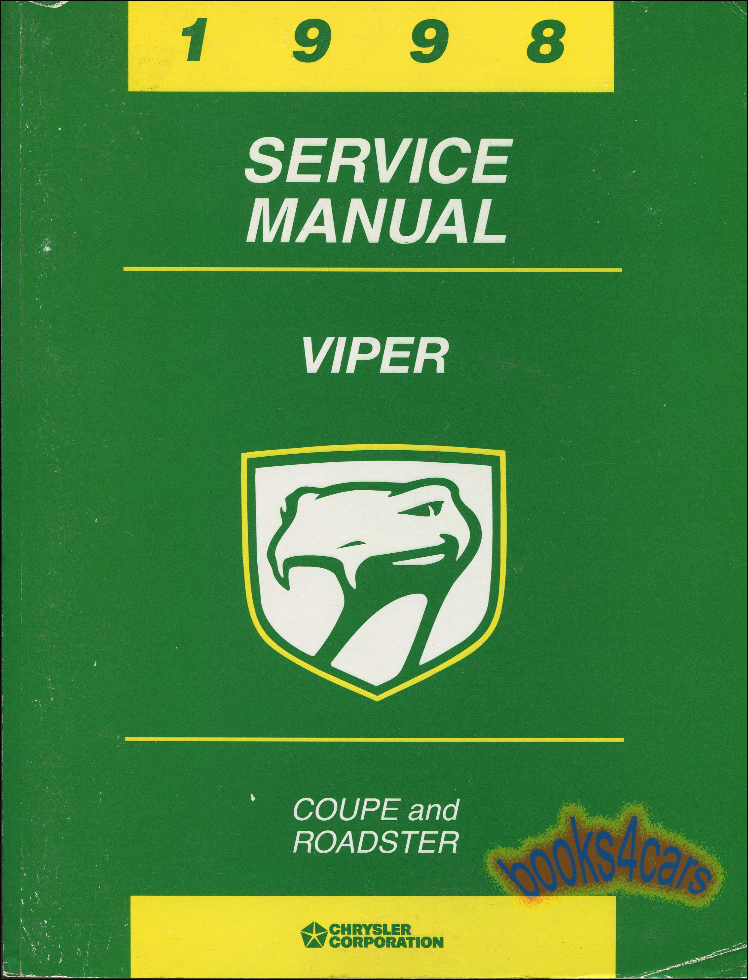 view cover of 1998 Viper GTS & Roadster Shop Service Repair Manual by Dodge Chrysler