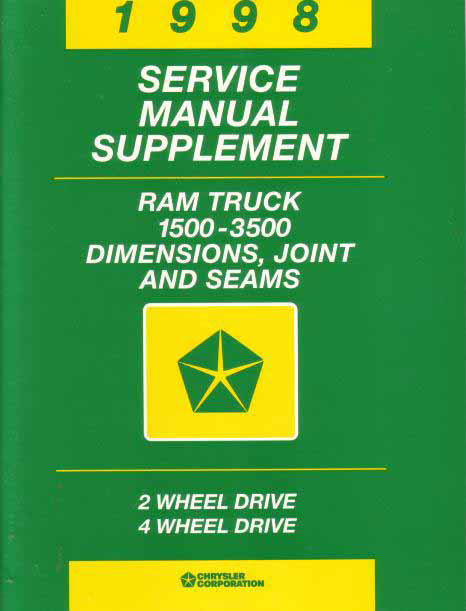view cover of 1998 Ram Truck Dimensions Joints & Seams Supplement Shop Service Repair Manual for Dodge Trucks 120 pages