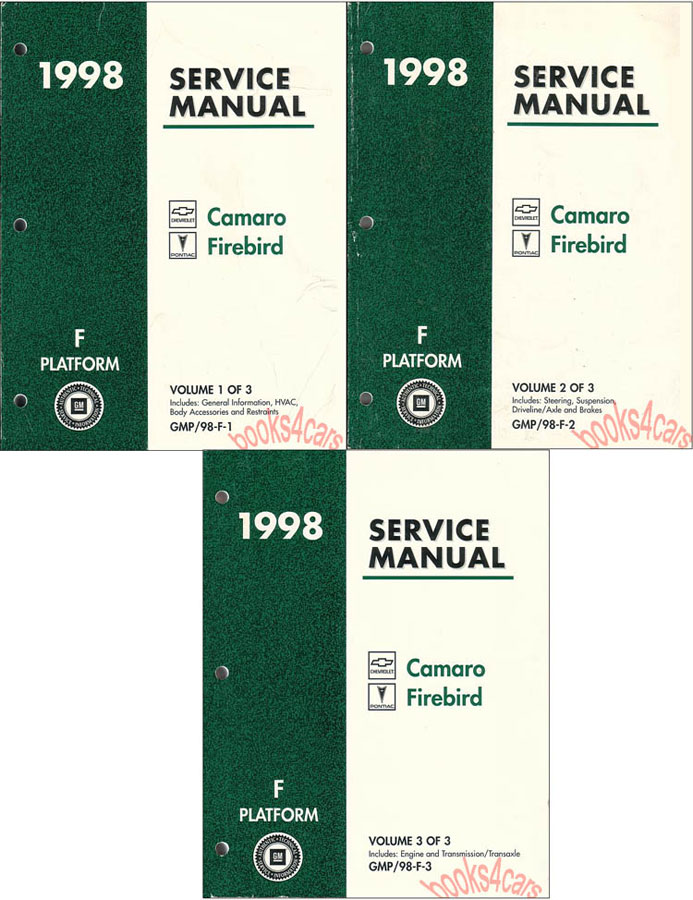 view cover of 1998 Camaro & Firebird 3-volume shop service repair manual set by Chevrolet & Pontiac