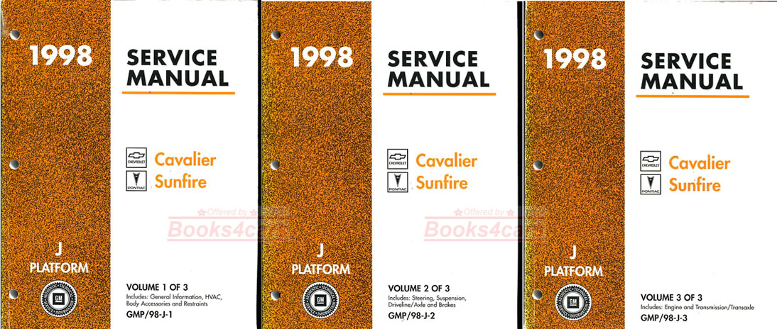 view cover of 1998 Cavalier & Sunfire Shop Service repair Manual by Chevrolet & Pontiac 3 volume set