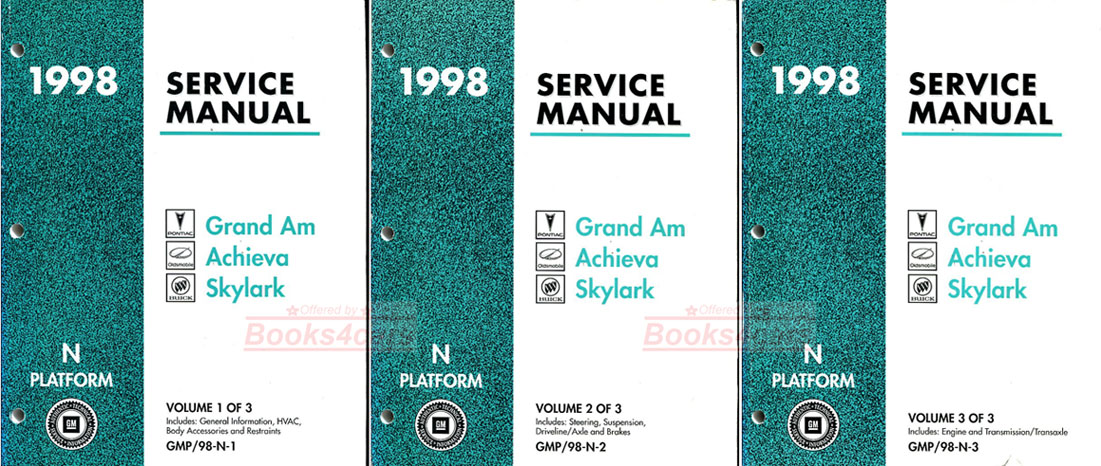 view cover of 1998 Grand AM Achieva & Skylark Shop Service Repair Manual by Pontiac Oldsmobile & Buick by General Motors 3 vol set