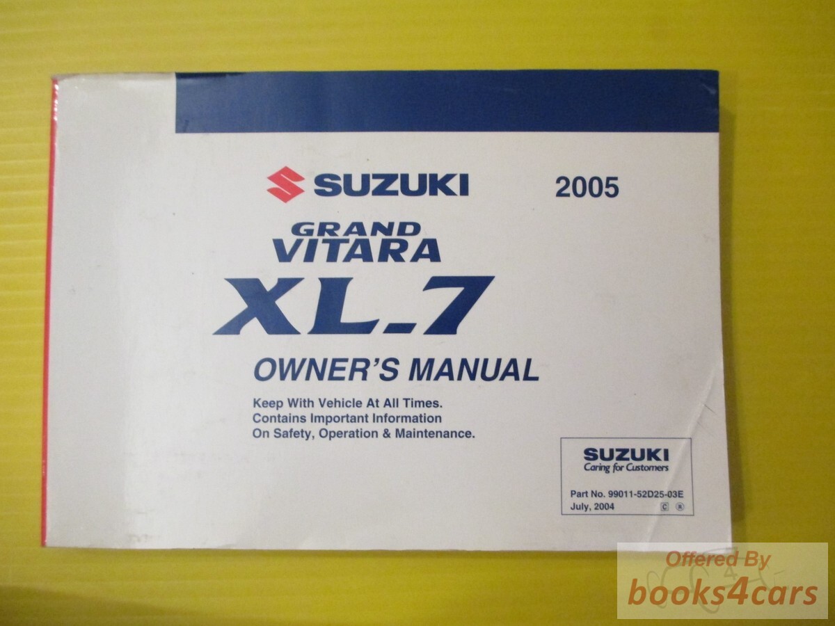 view cover of 2005 Suzuki Grand Vitara XL7 Owners Manual