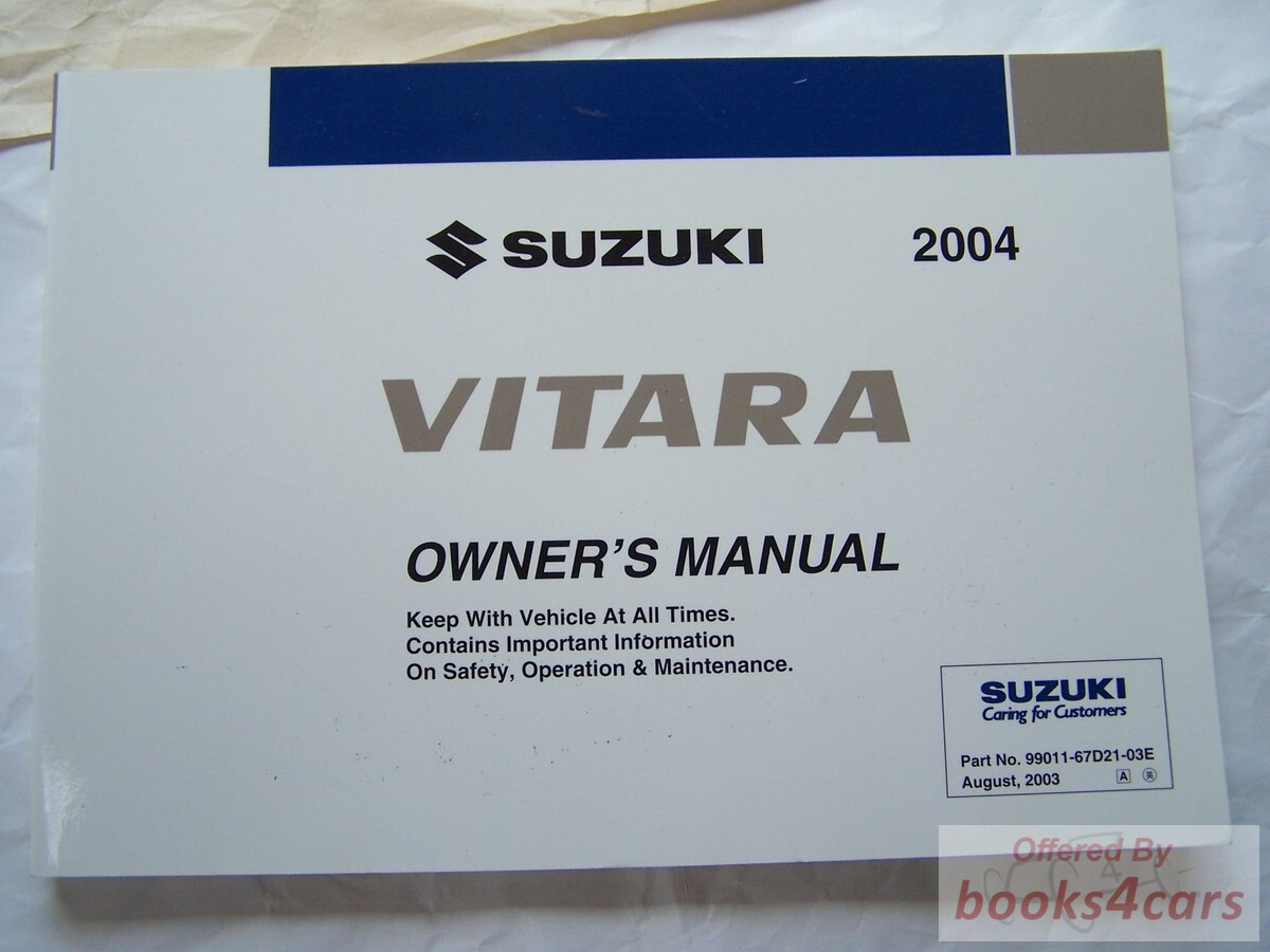 view cover of 2004 Suzuki Vitara Owners Manual by Suzuki