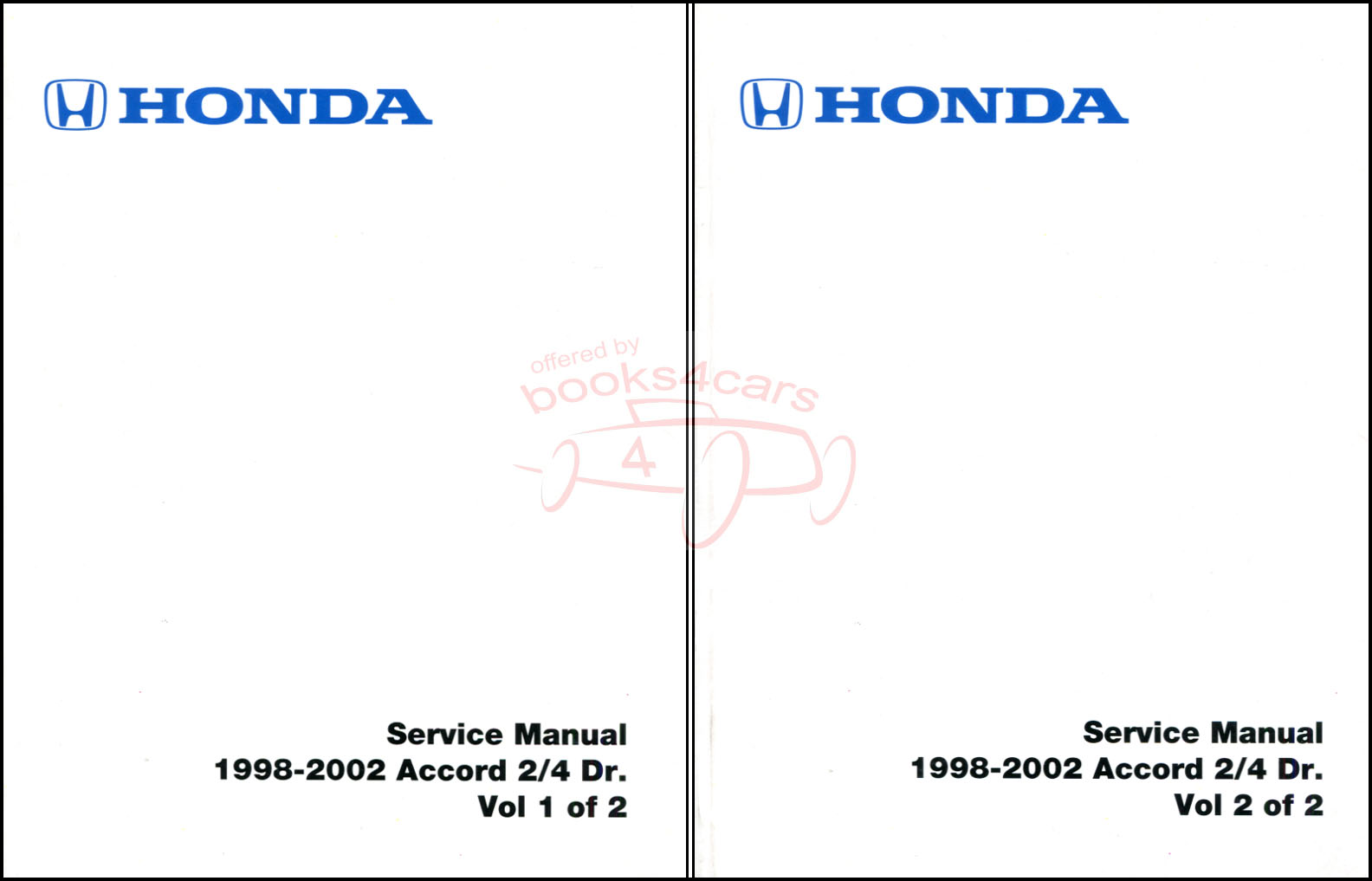 view cover of 1998-2002 Accord Shop Service Repair Manual by Honda